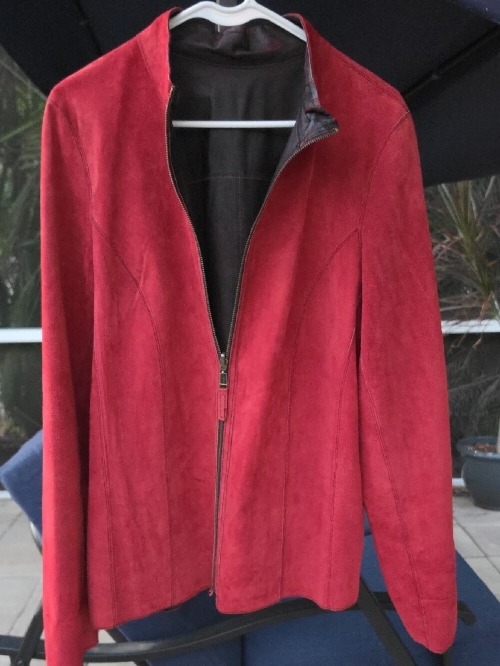 Burgundy Suede Zip-Front Jacket